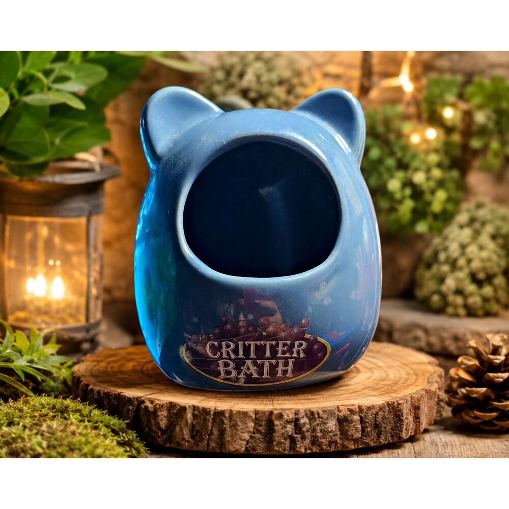 Super Pet Ceramic Critter Bath Blue Hamster Gerbil Chinchilla Dust Bath House